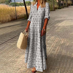 Women's Long Sleeve Printed Maxi Dress