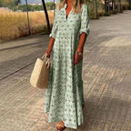 Women's Long Sleeve Printed Maxi Dress