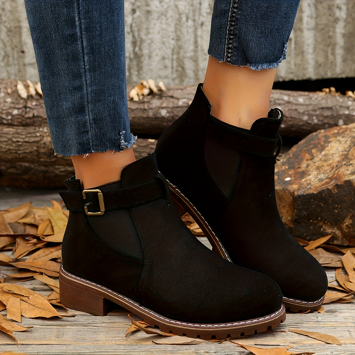 Women's Buckle-Strap Chelsea Boots