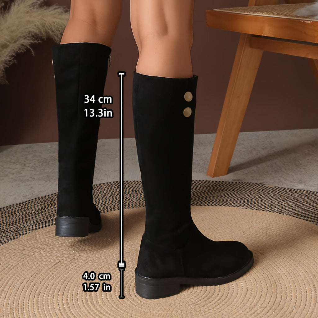 Women's Gold-Button Knee-High Boots