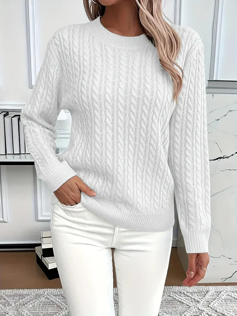 Women's Crew Neck Cable Knit Jumper