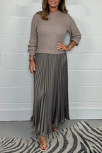 Women's Pleated Knit Midi Dress