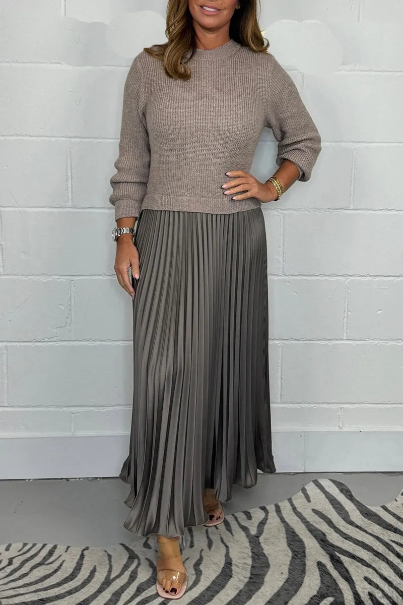 Women's Pleated Knit Midi Dress