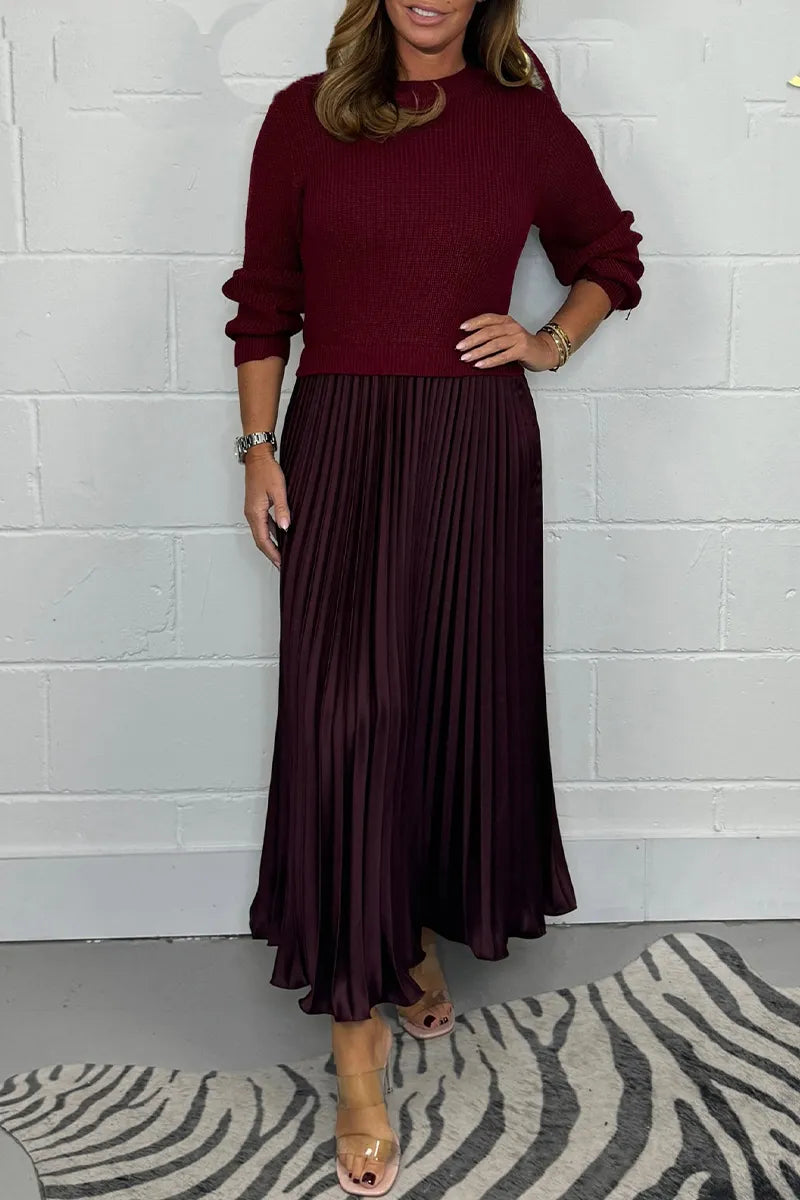 Women's Pleated Knit Midi Dress