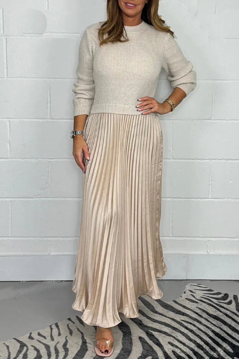 Women's Pleated Knit Midi Dress