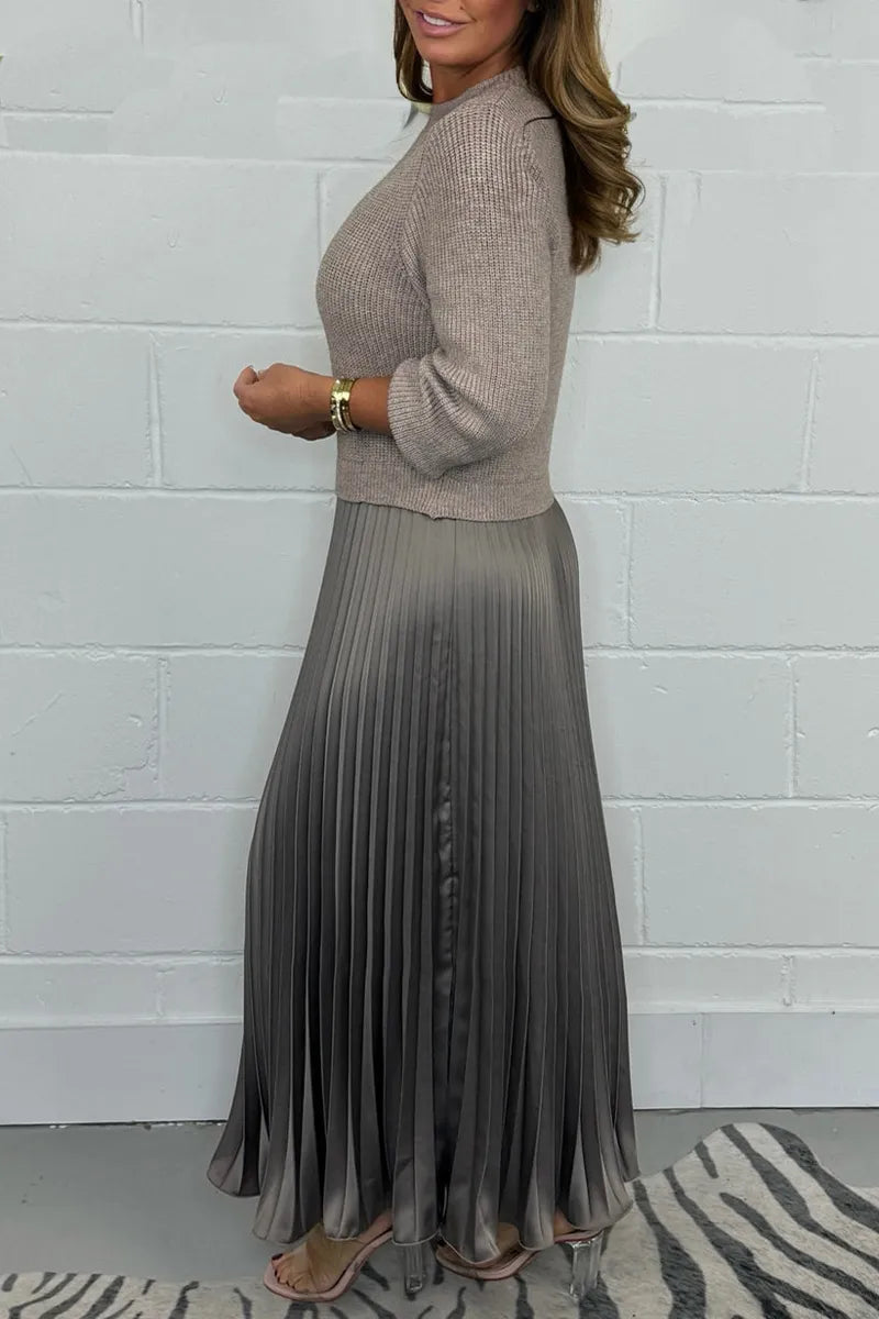 Women's Pleated Knit Midi Dress