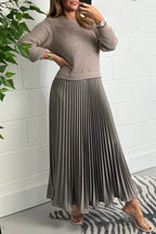 Women's Pleated Knit Midi Dress