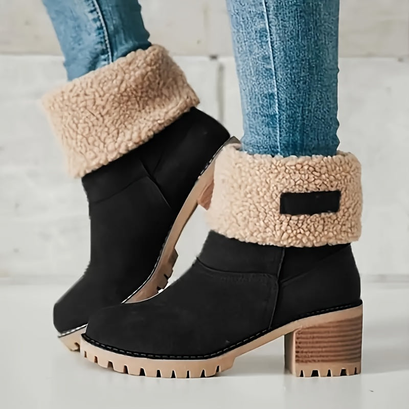 Women's Fleece Lined Block-Heel Boots