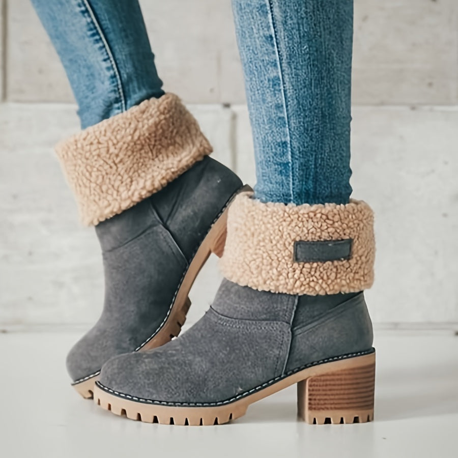 Women's Fleece Lined Block-Heel Boots