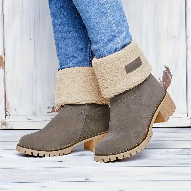 Women's Fleece Lined Block-Heel Boots