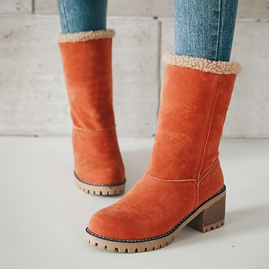 Women's Fleece Lined Block-Heel Boots