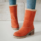 Women's Fleece Lined Block-Heel Boots