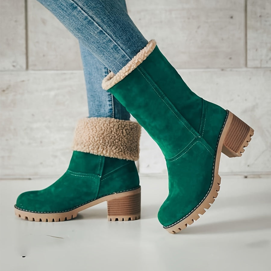 Women's Fleece Lined Block-Heel Boots