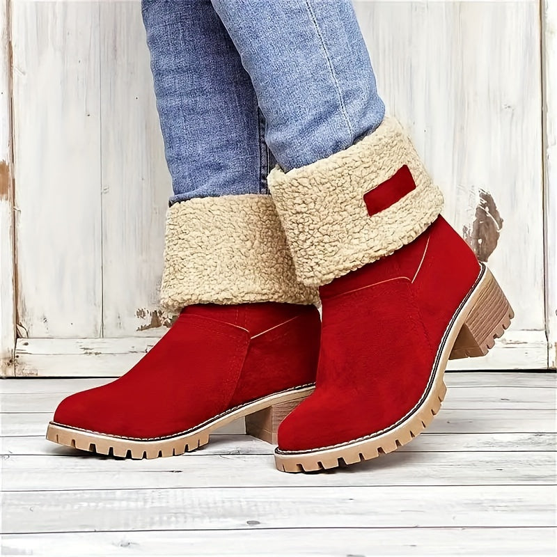 Women's Fleece Lined Block-Heel Boots