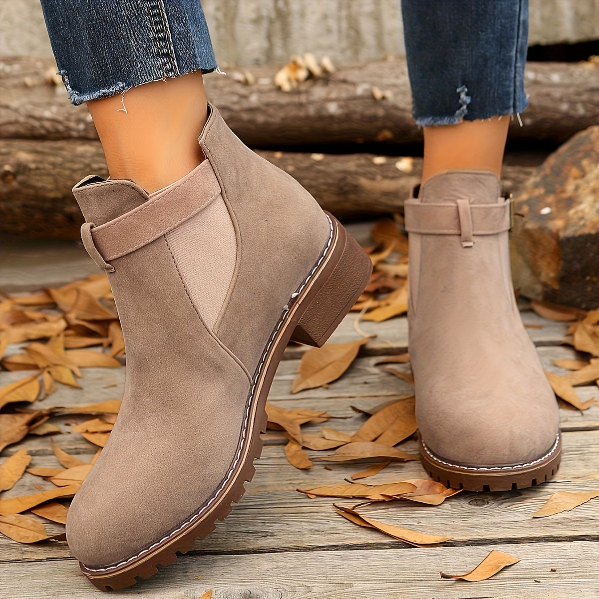 Women's Block-Heel Buckle Ankle Boot