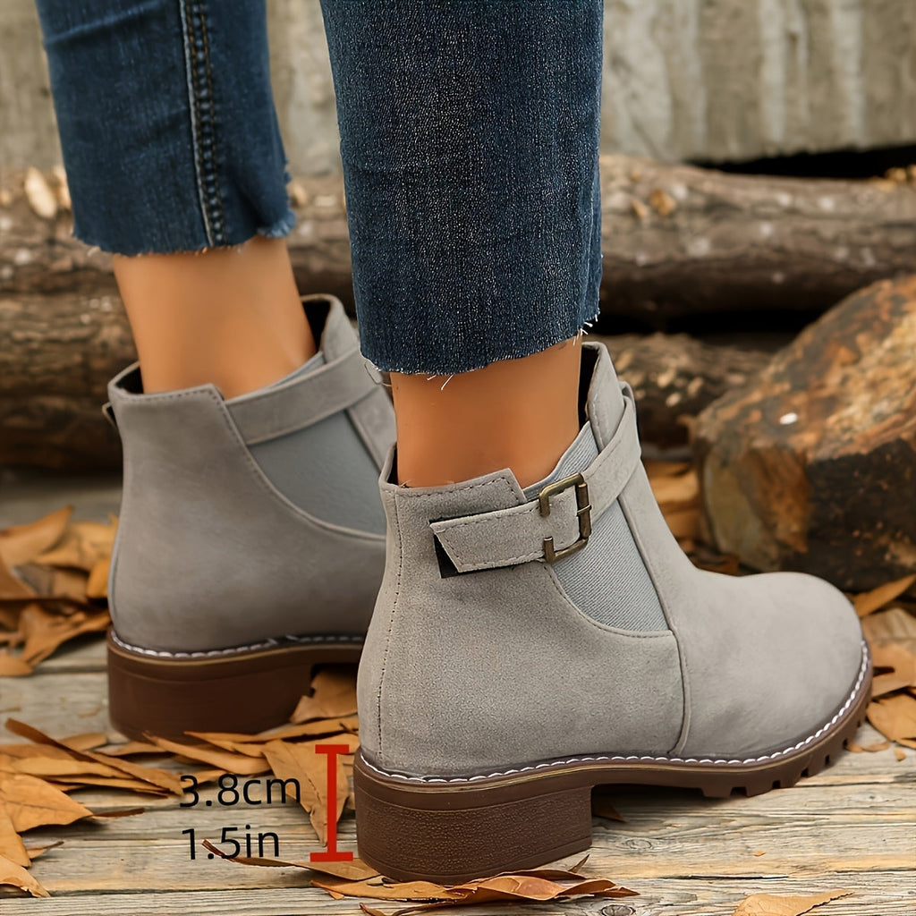 Women's Block-Heel Buckle Ankle Boot