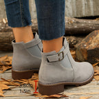 Women's Block-Heel Buckle Ankle Boot