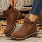 Women's Block-Heel Buckle Ankle Boot