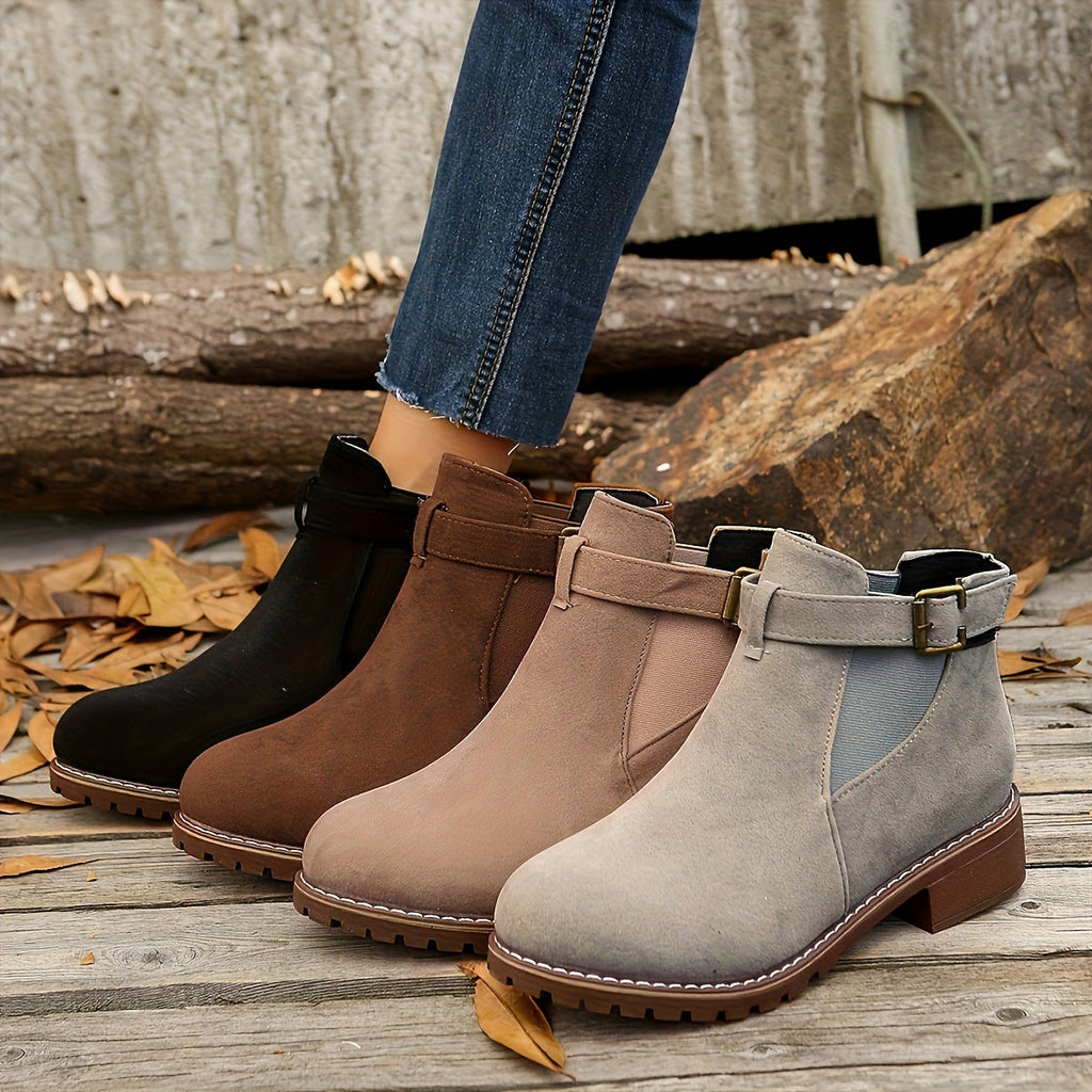 Women's Block-Heel Buckle Ankle Boot