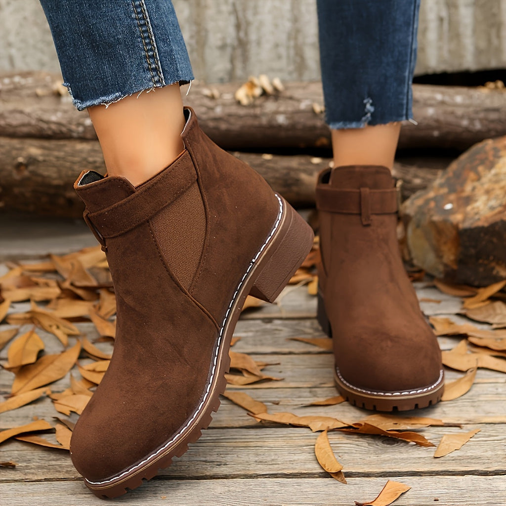 Women's Block-Heel Buckle Ankle Boot