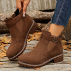 Women's Block-Heel Buckle Ankle Boot