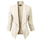 Women's Ruched-Sleeve Open-Front Blazer
