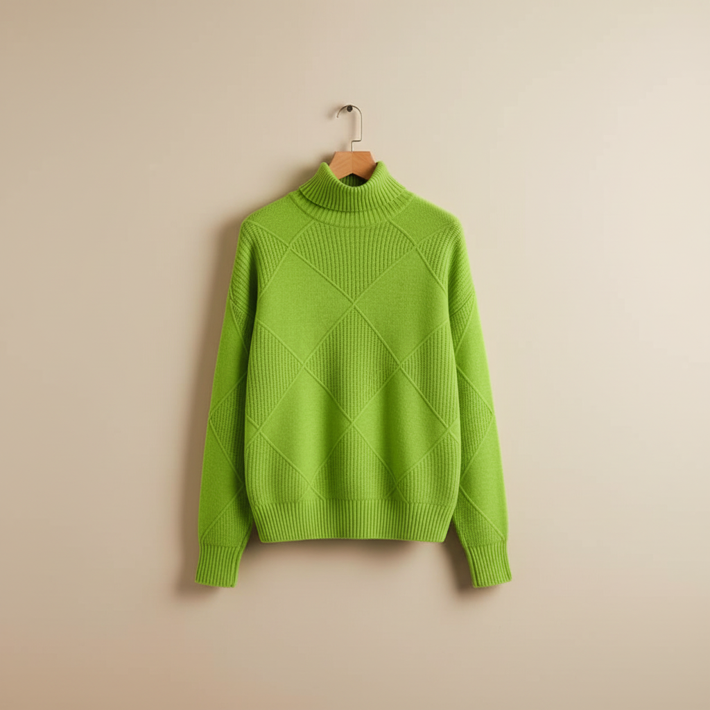 Women's Diamond Knit Roll-Neck Jumper