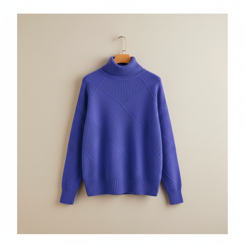 Women's Diamond Knit Roll-Neck Jumper