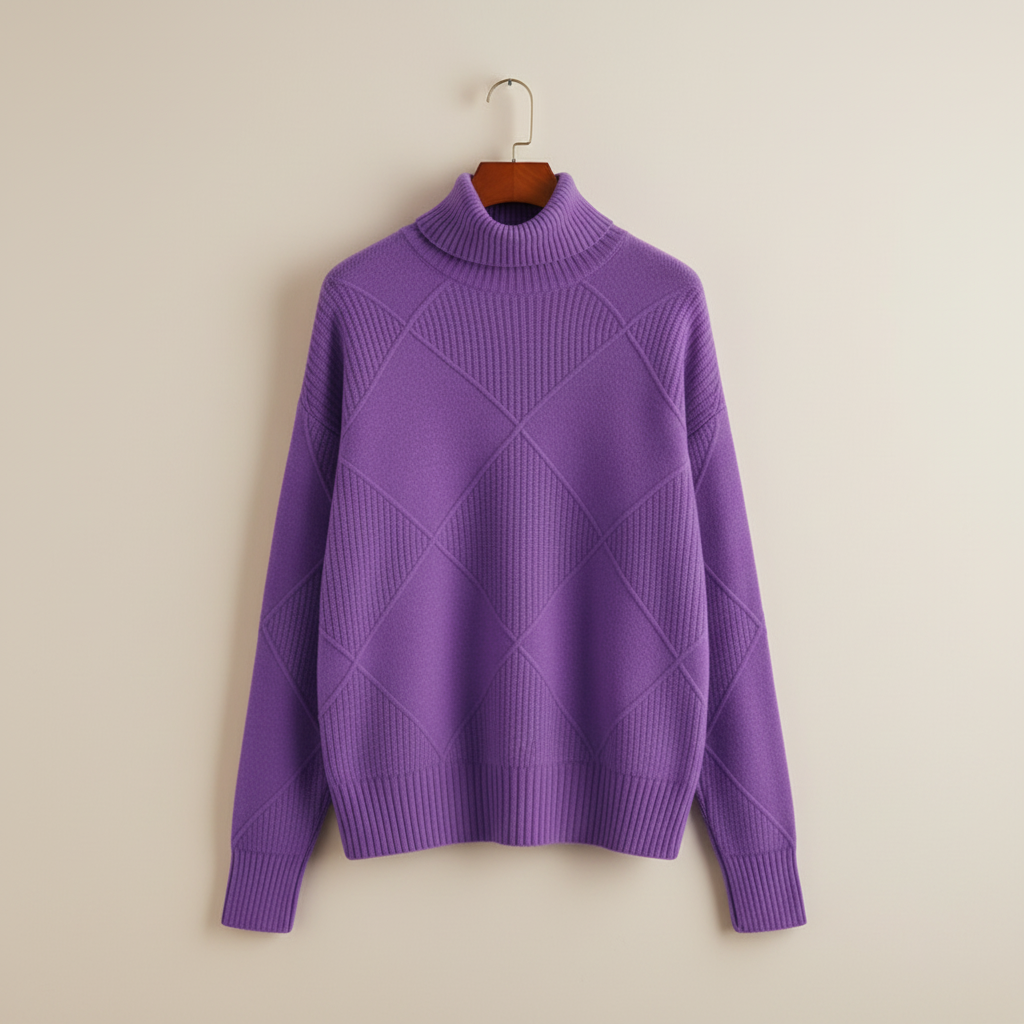 Women's Diamond Knit Roll-Neck Jumper