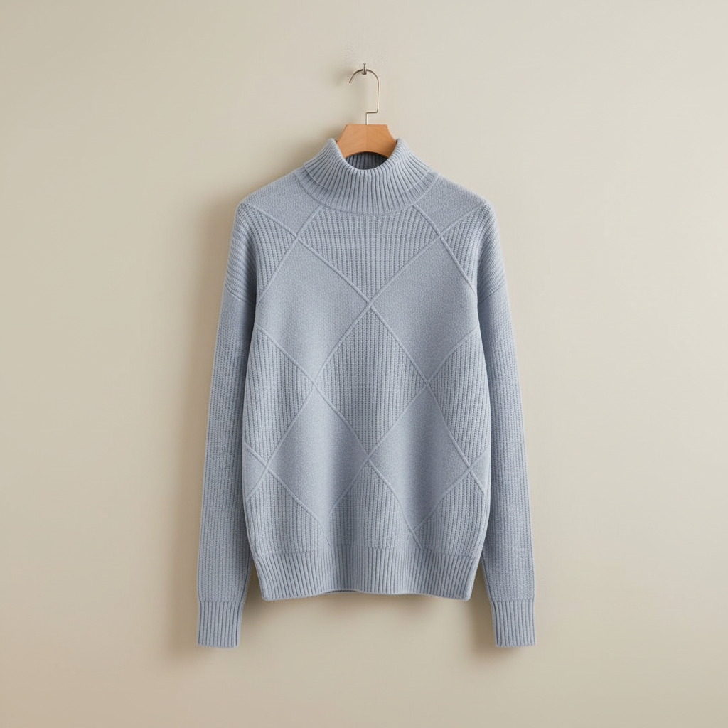 Women's Diamond Knit Roll-Neck Jumper