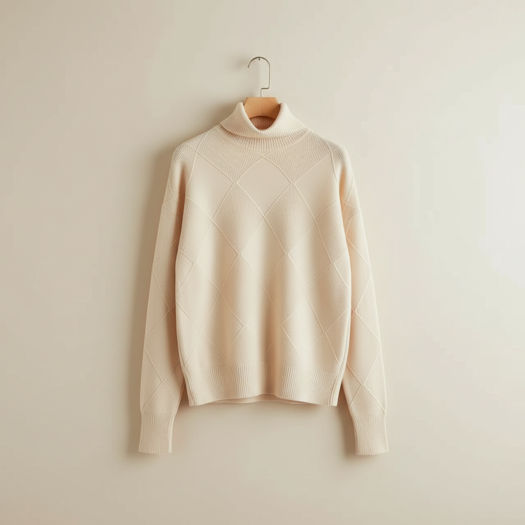 Women's Diamond Knit Roll-Neck Jumper