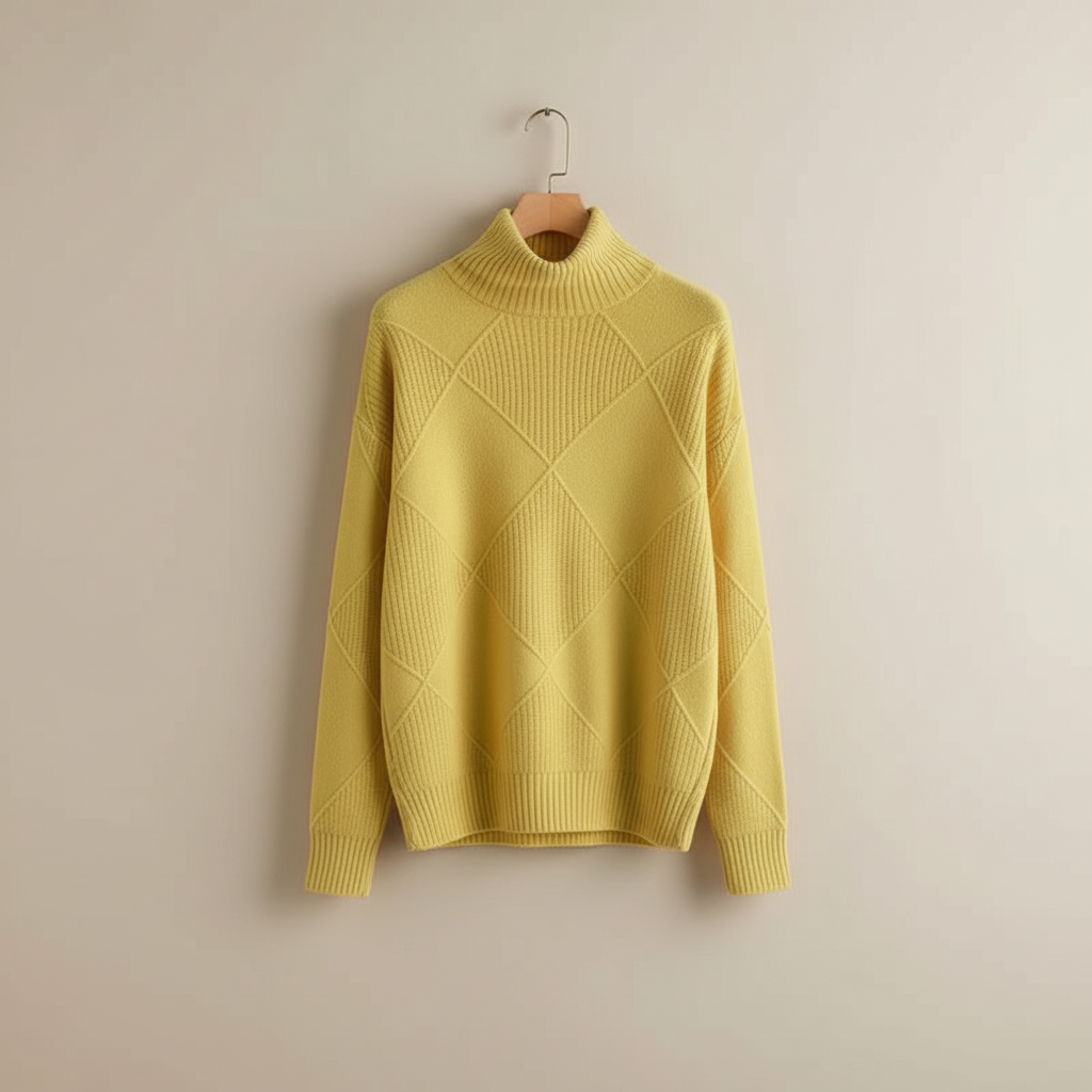 Women's Diamond Knit Roll-Neck Jumper