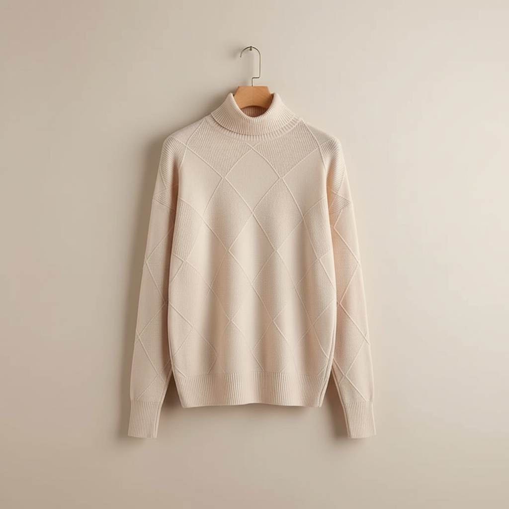 Women's Diamond Knit Roll-Neck Jumper