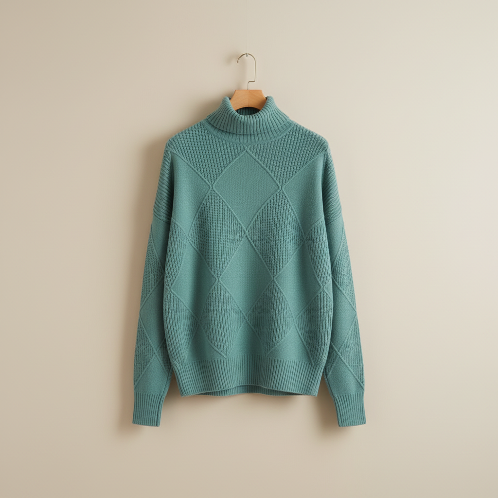Women's Diamond Knit Roll-Neck Jumper