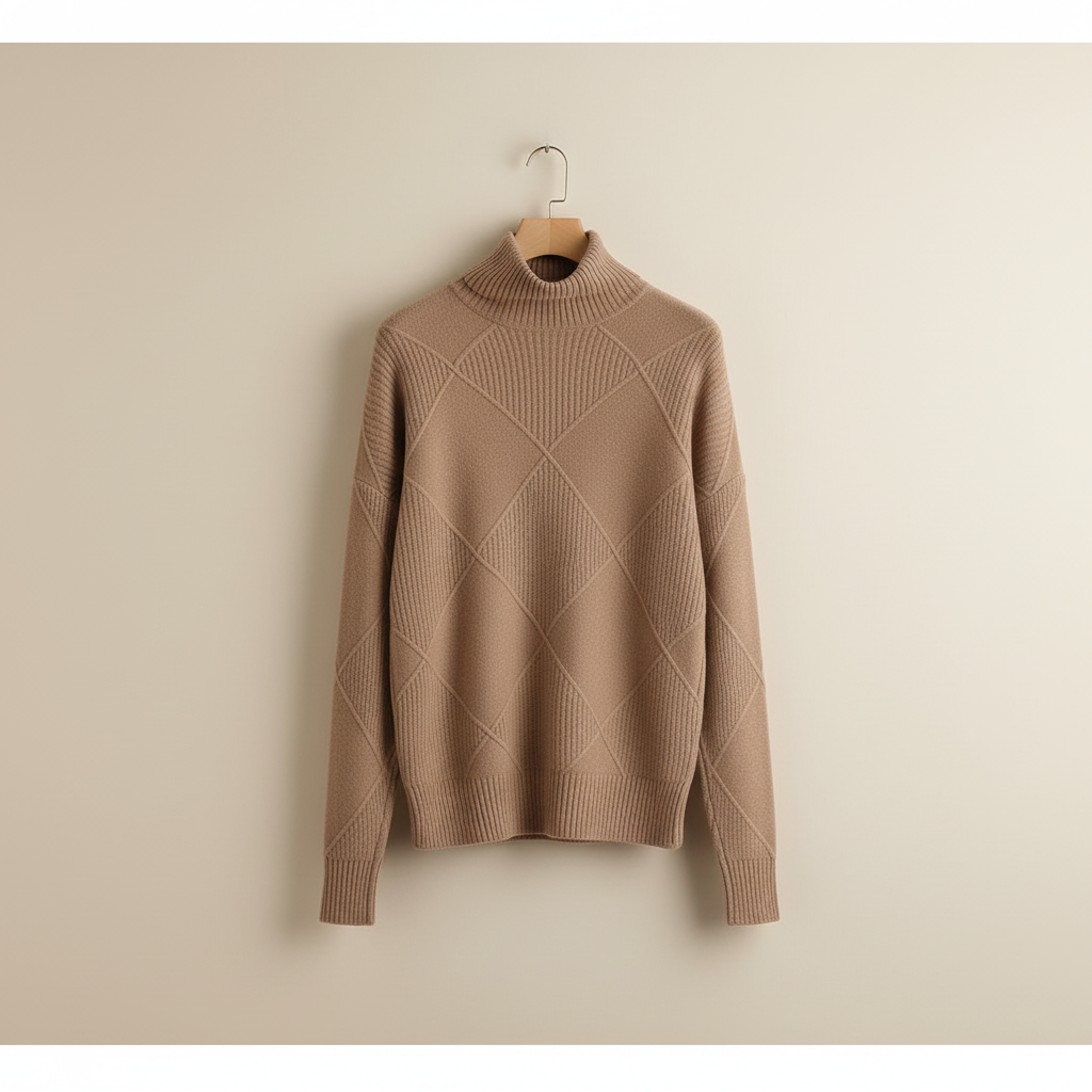 Women's Diamond Knit Roll-Neck Jumper
