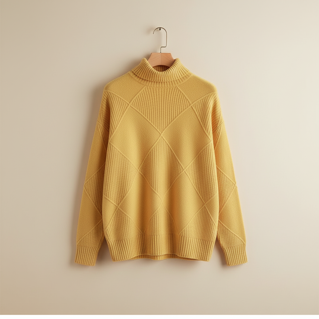 Women's Diamond Knit Roll-Neck Jumper