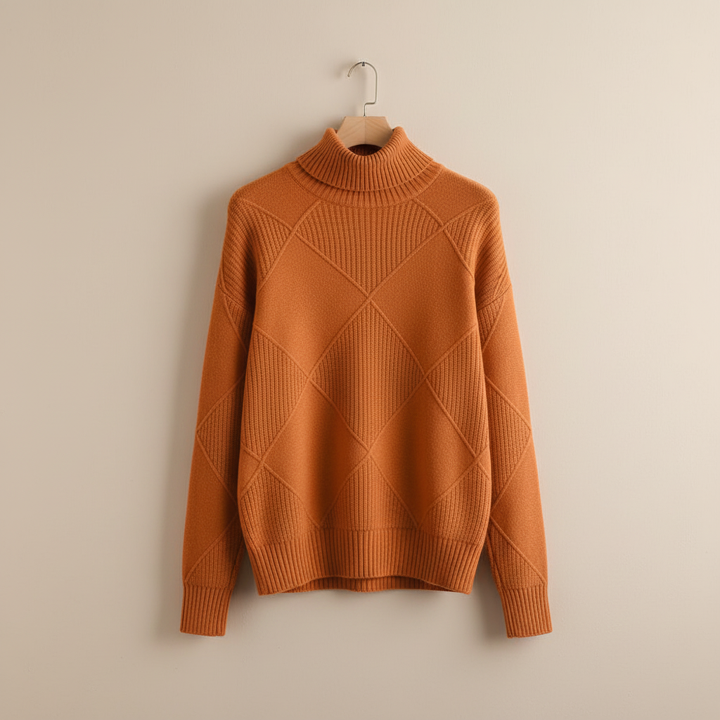 Women's Diamond Knit Roll-Neck Jumper