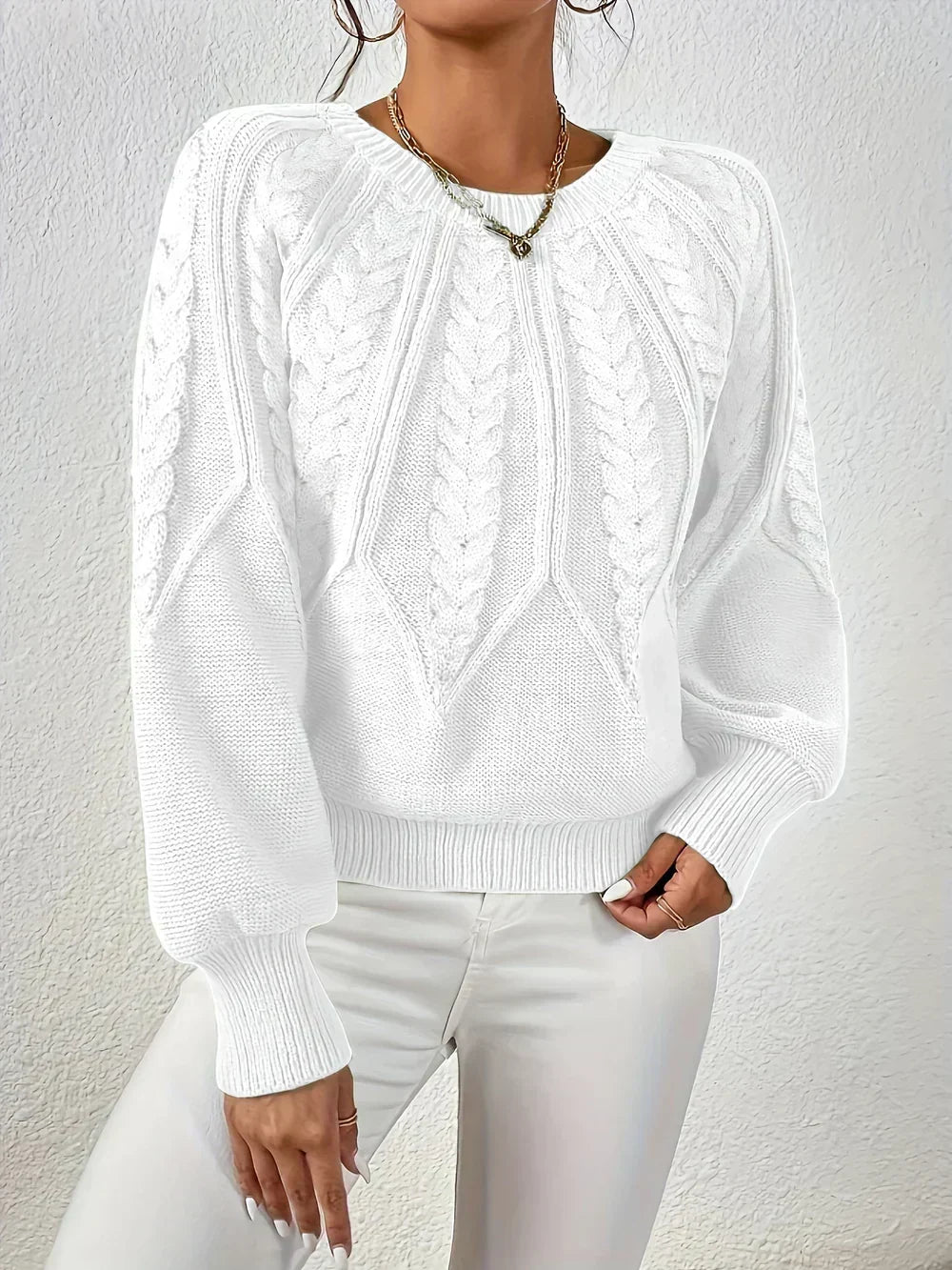Women's Cable Knit Crew Jumper