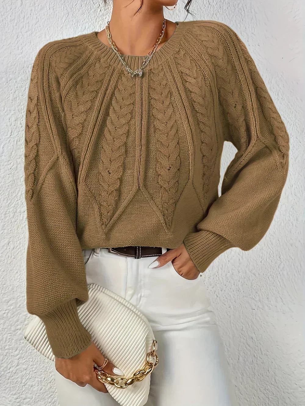 Women's Cable Knit Crew Jumper