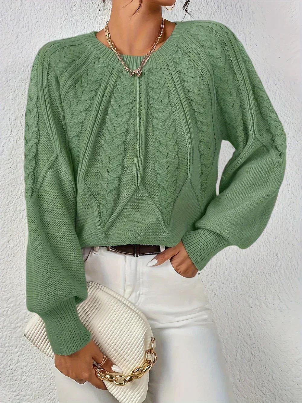 Women's Cable Knit Crew Jumper