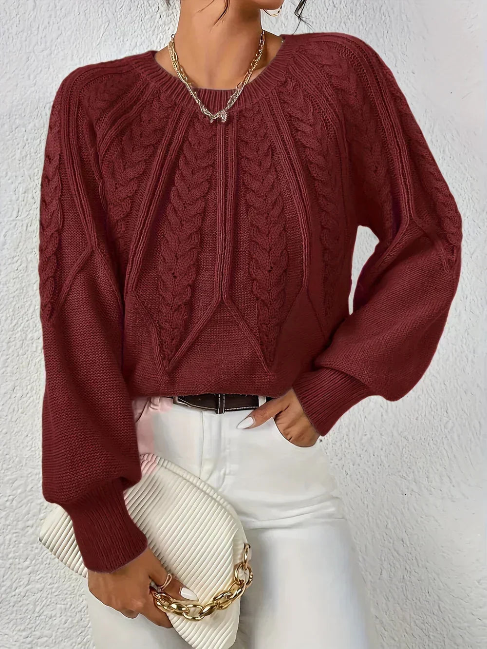 Women's Cable Knit Crew Jumper