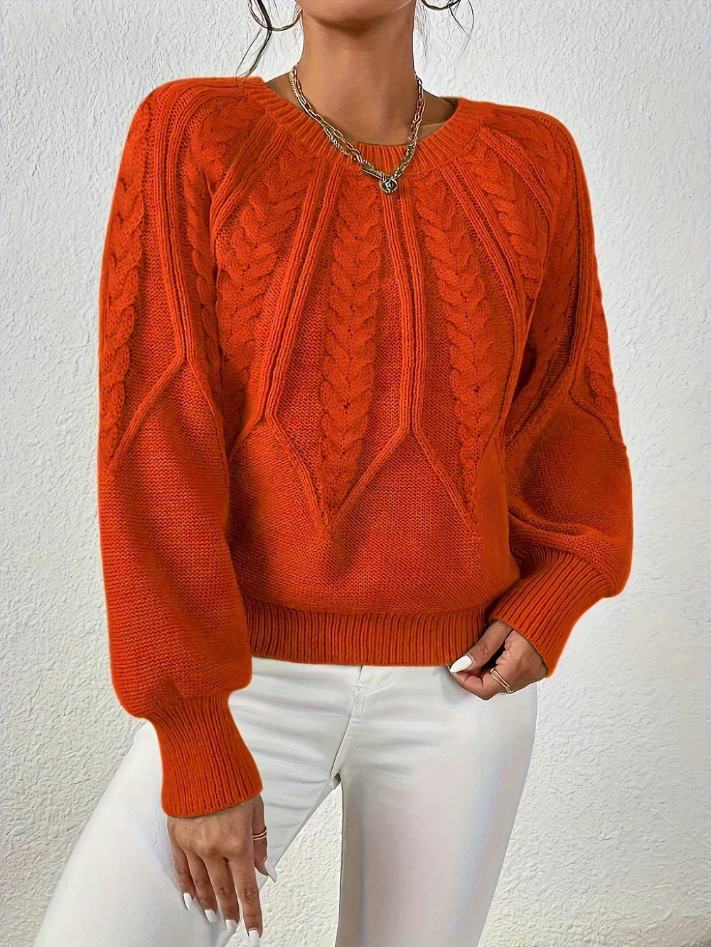 Women's Cable Knit Crew Jumper