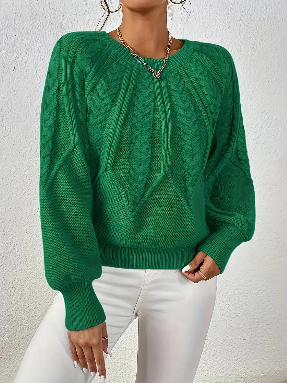 Women's Cable Knit Crew Jumper