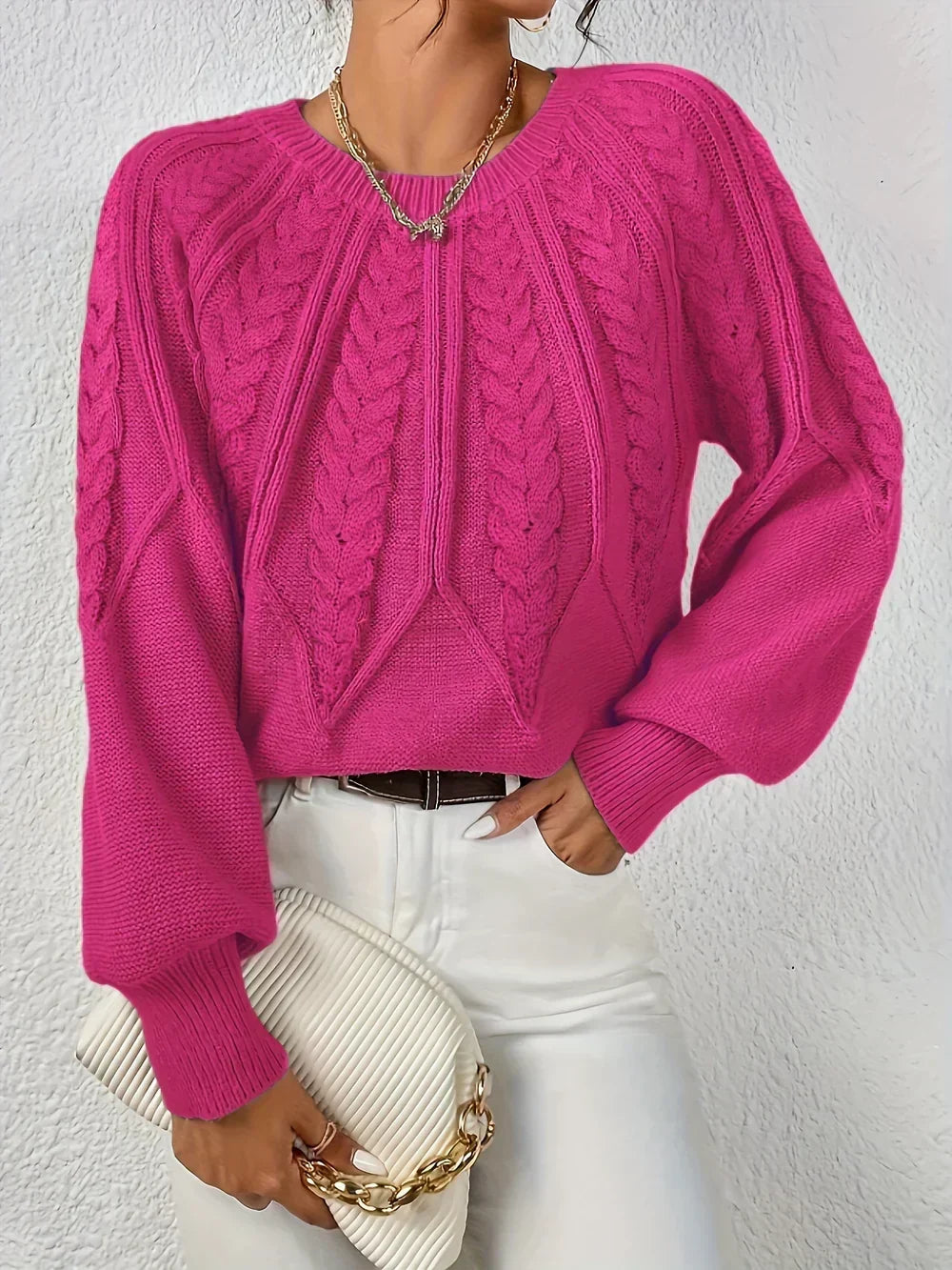 Women's Cable Knit Crew Jumper