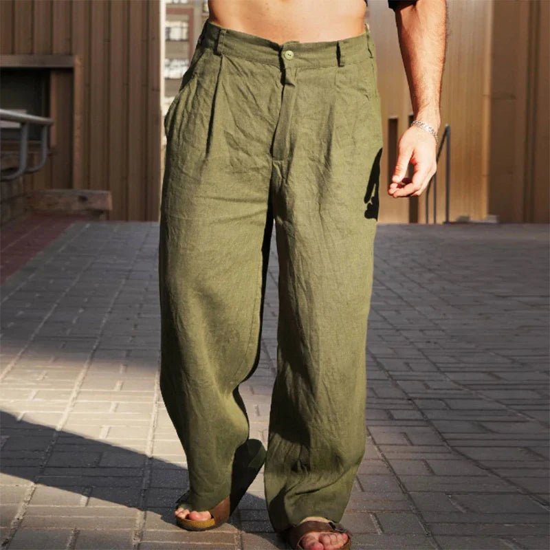 Men's Relaxed Wide Leg Pleated Trousers