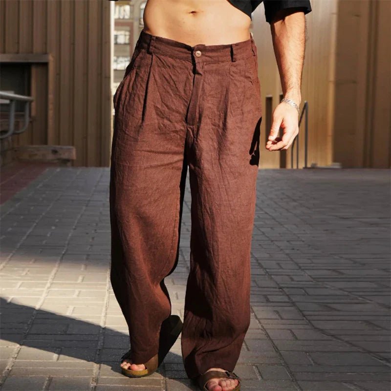 Men's Relaxed Wide Leg Pleated Trousers