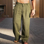 Men's Relaxed Wide Leg Pleated Trousers