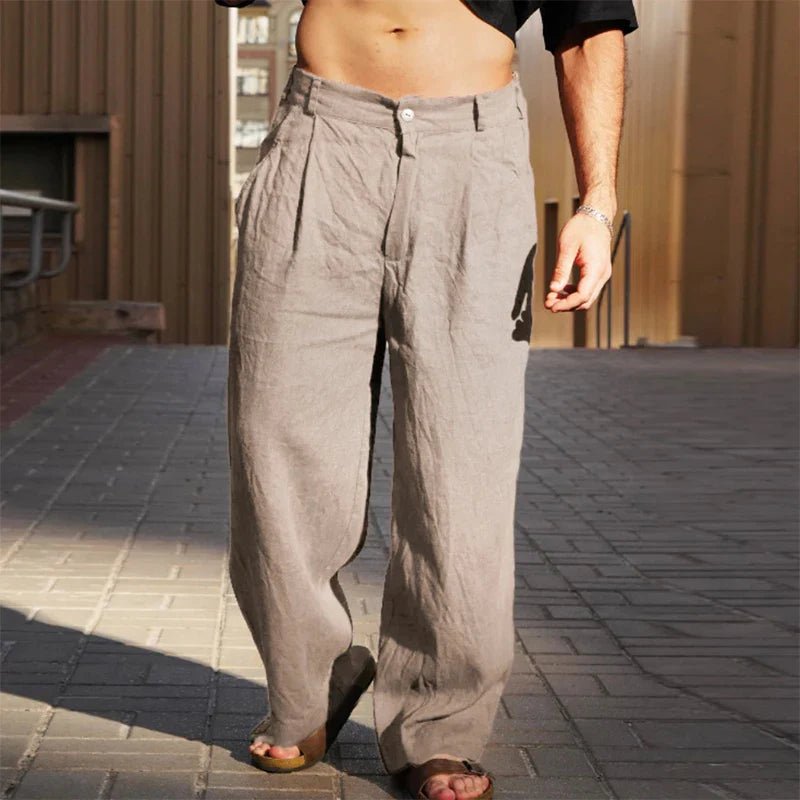 Men's Relaxed Wide Leg Pleated Trousers