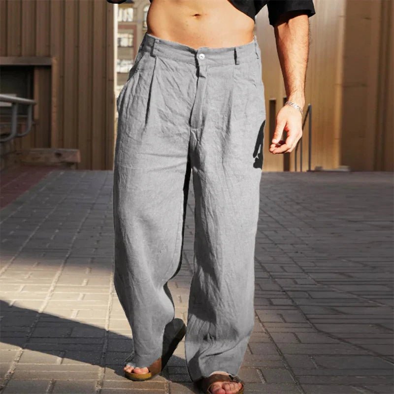 Men's Relaxed Wide Leg Pleated Trousers