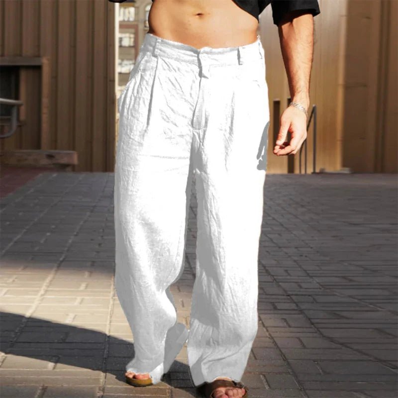 Men's Relaxed Wide Leg Pleated Trousers